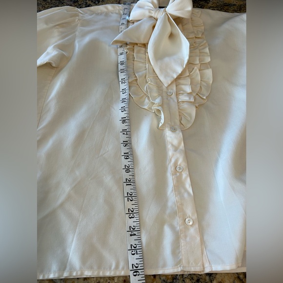 Ralph Lauren ruffled silk neck tie blouse - Picture 8 of 12